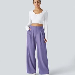 Halara Flex High Waisted Pocket Wide Leg Waffle Work Pants Size Medium Regular